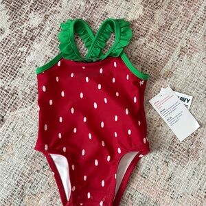 Old Navy Kids' Strawberry-Print One-Piece Swimsuit in Red and Green